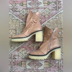 Free people boots, 37 1/2, 3.5” chunky heel